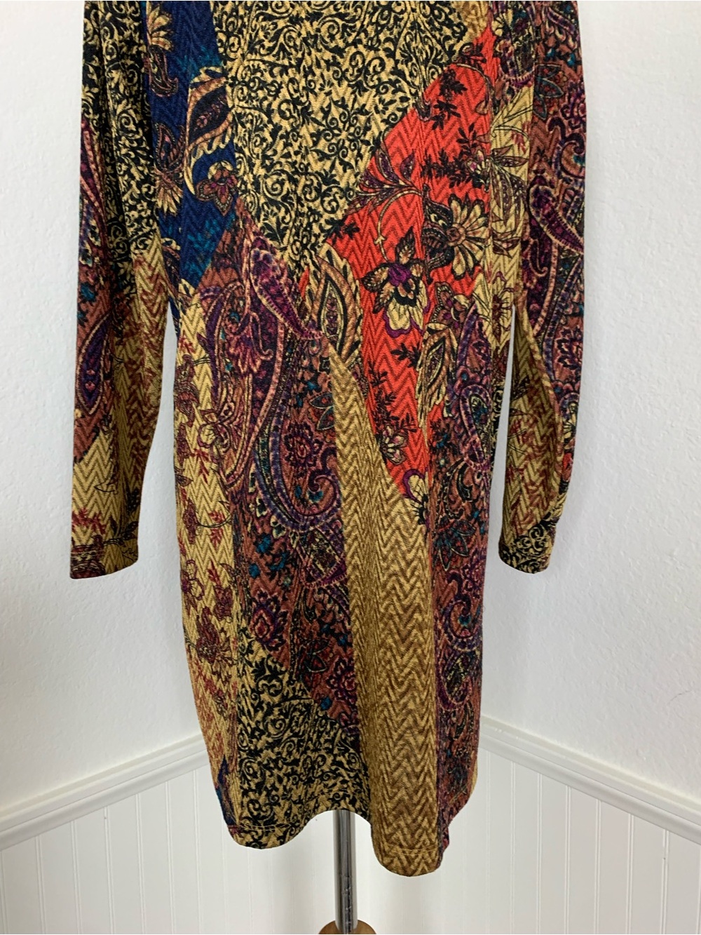Susan Graver Longline Paisley Cardigan Topper Women’s MP One Button Colorful - Picture 11 of 14